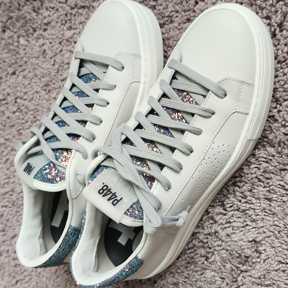 P448 Thea Sneakers with Glitter Accents Size 38 New